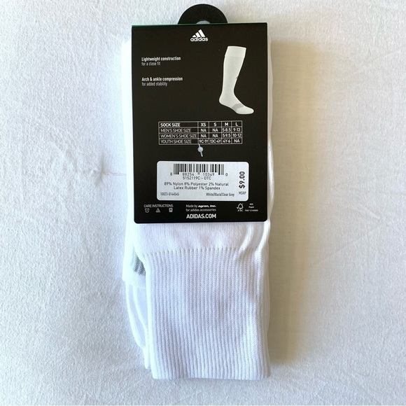 adidas Metro OTC  Soccer Socks White Men’s Size Medium - Picture 2 of 2